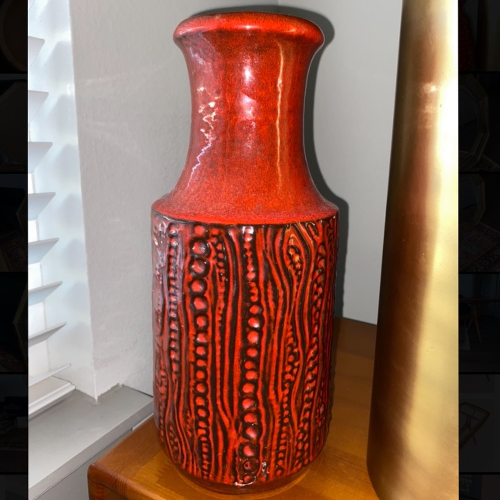 Vintage WEST GERMAN POTTERY Vase by Carstens with Reptile Design